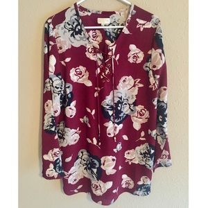 Maroon Floral Loose Blouse